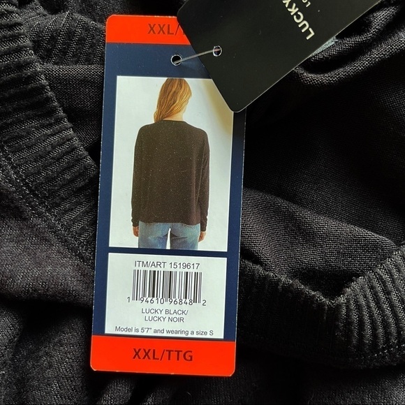 LUCKY BRAND NWT Crewneck Pullover Cozy Sweater Size XXL in Black - Picture 13 of 14